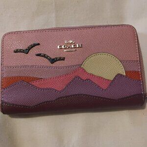 Beautiful Coach Sunset Landscape Wallet in Pink/Purple Hues